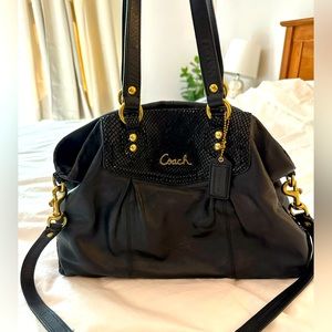 Coach black leather slouch handbag